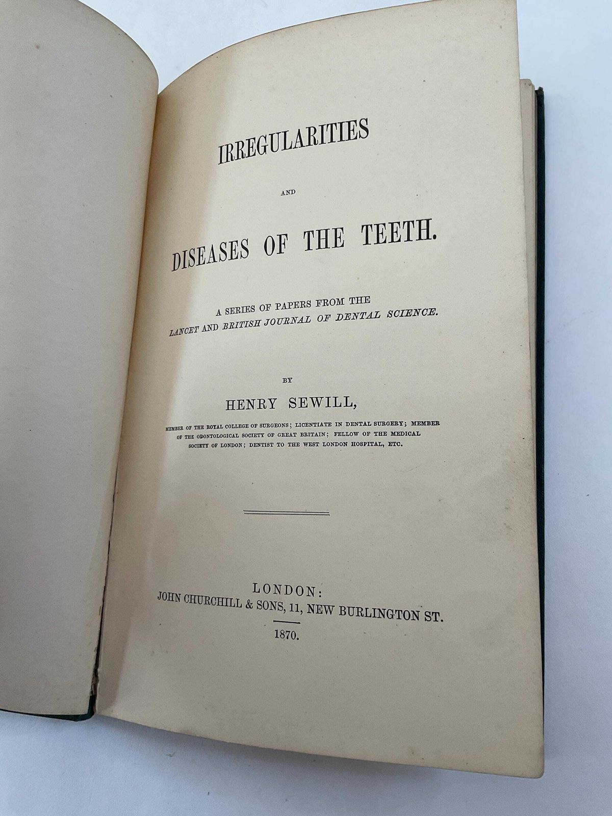 Antique 1870 Dental Book: Irregularities And Diseases Of The Teeth By Henry Sewill Victorian Medical History & Dental Oddities Decor photo vinterior