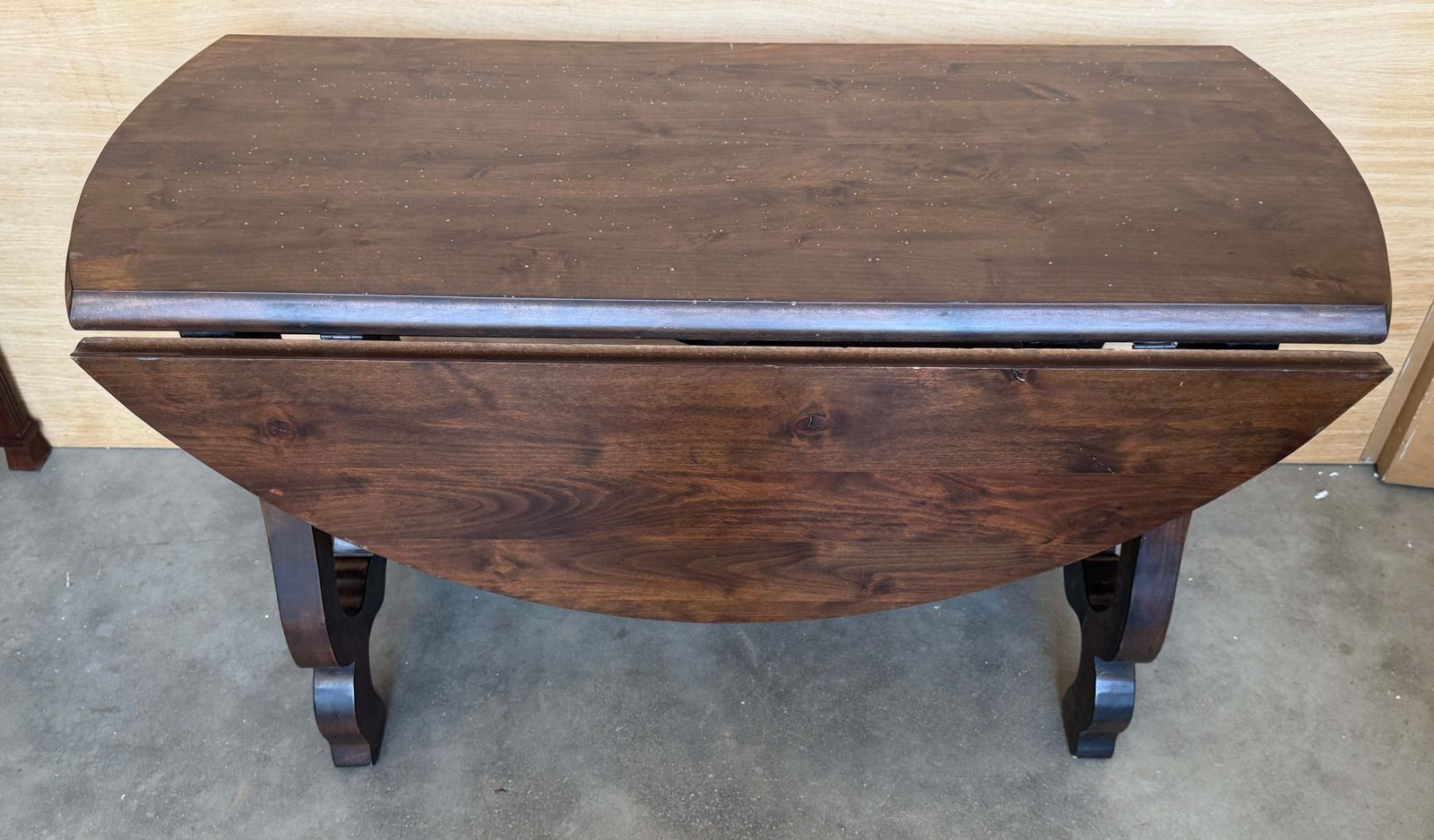 Antique Folding Console Table With Lyre Shaped Legs, Convertible Into A Round Dining Table photo buy