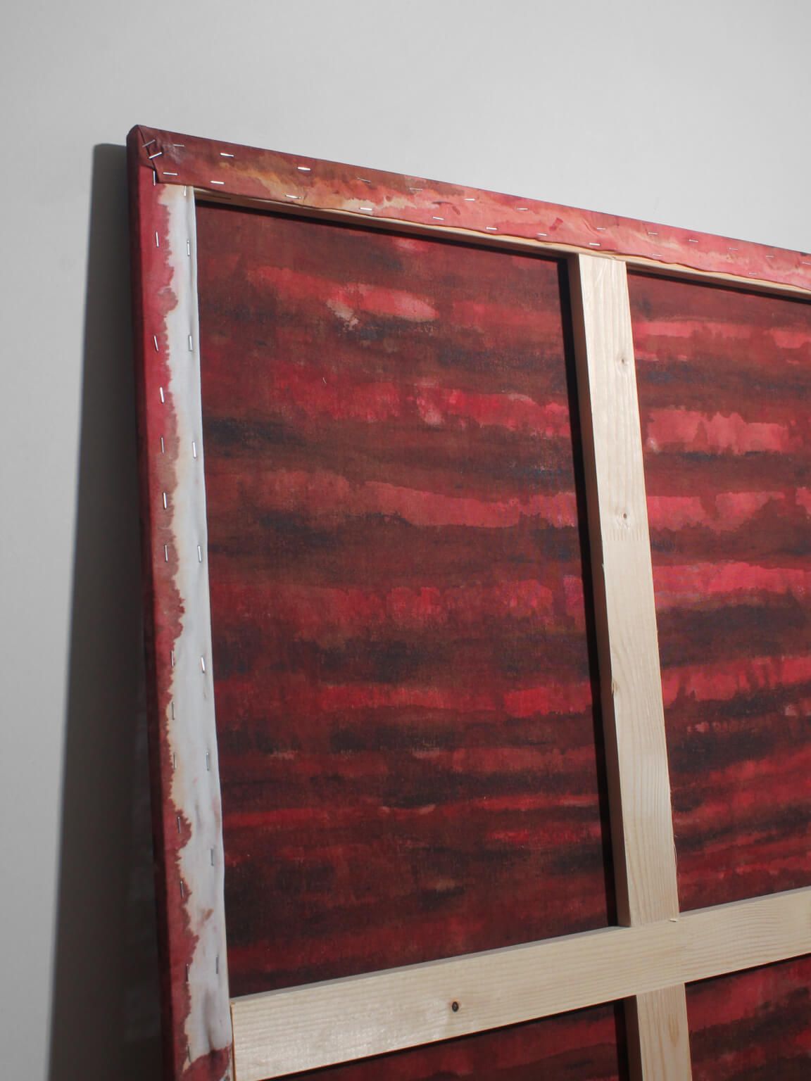 Schilderij met horizontale organische lijnen in roze en zwart door Karina Savonenko, 80x120cm photo for sale
