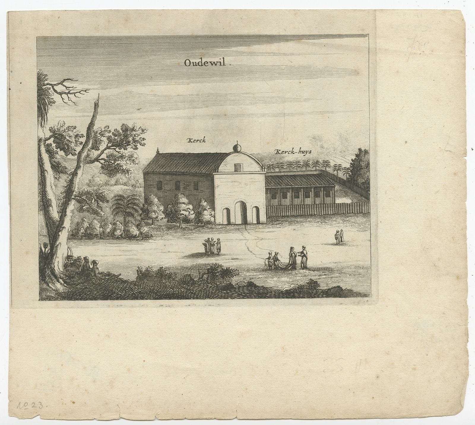 Antique Print Of A Church In Oudewil By Baldaeus (1672)