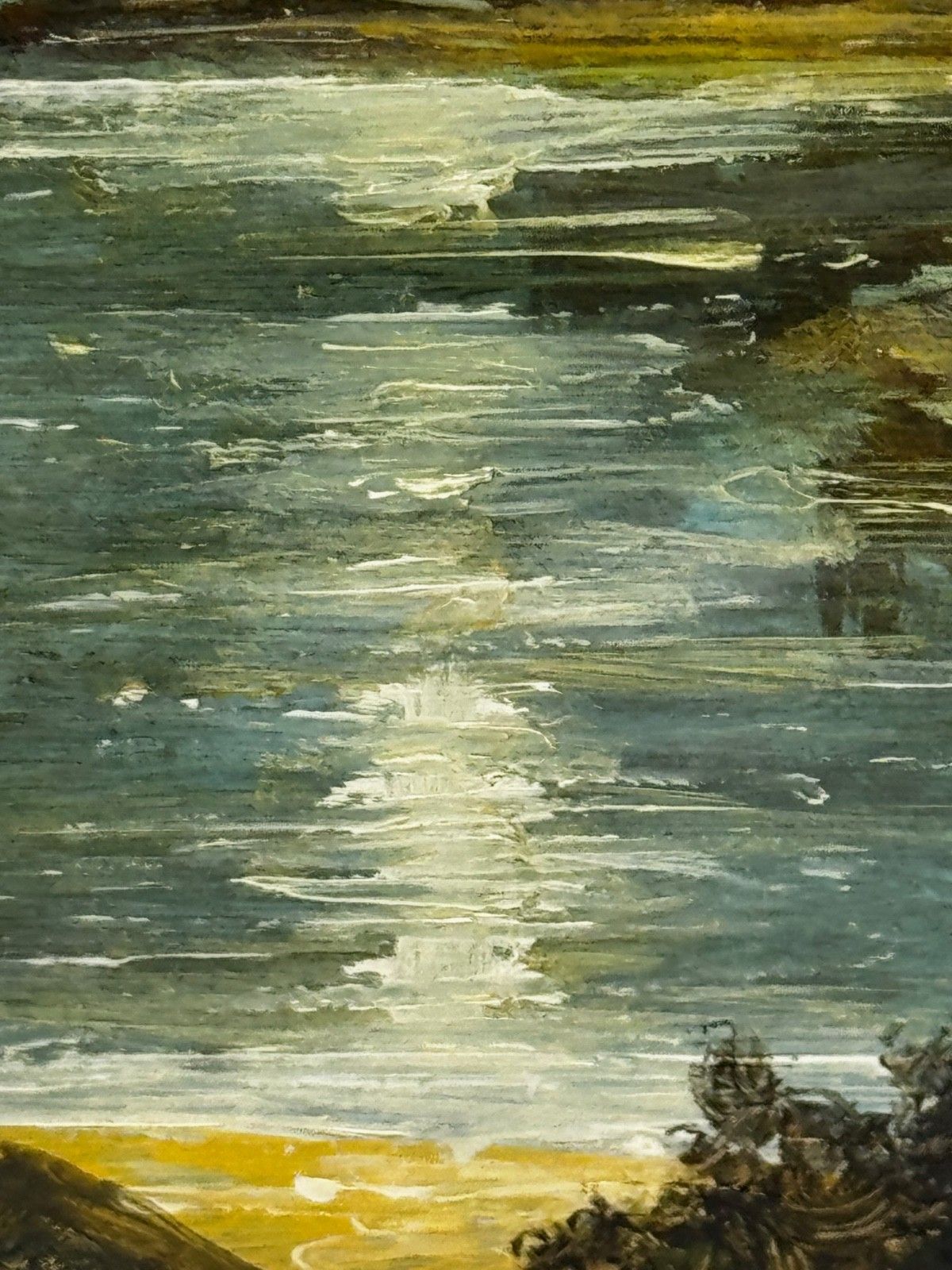 photo vinterior Mid Century Loch Ness Nocturnal Moonlight Oil Painting Urquhart Castle Scottish Highlands