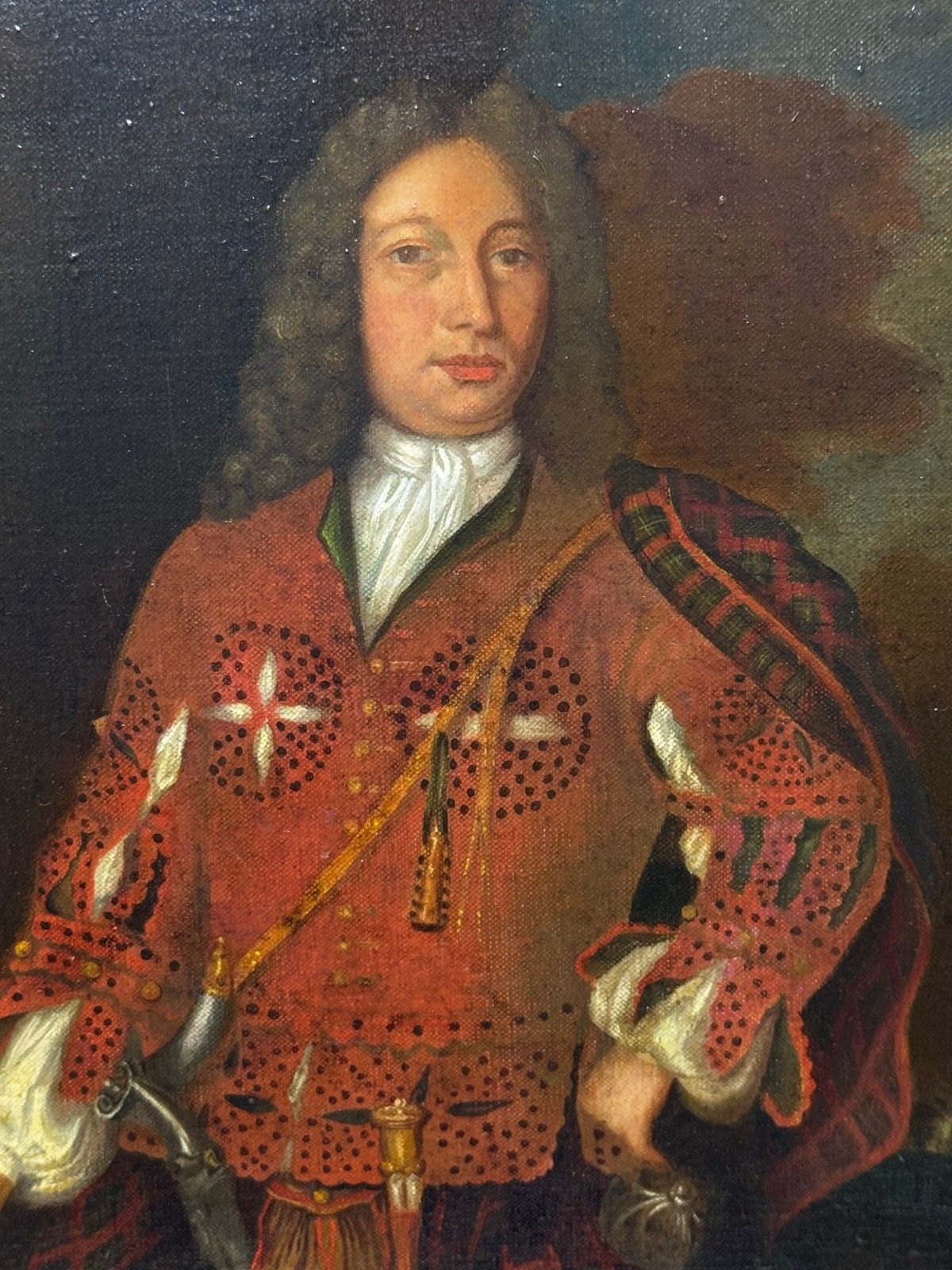 19th Century Jacobite Highland Noble Oil Portrait Kenneth Sutherland 3rd Lord Duffus In 1732 After Richard Waitt photo for sale