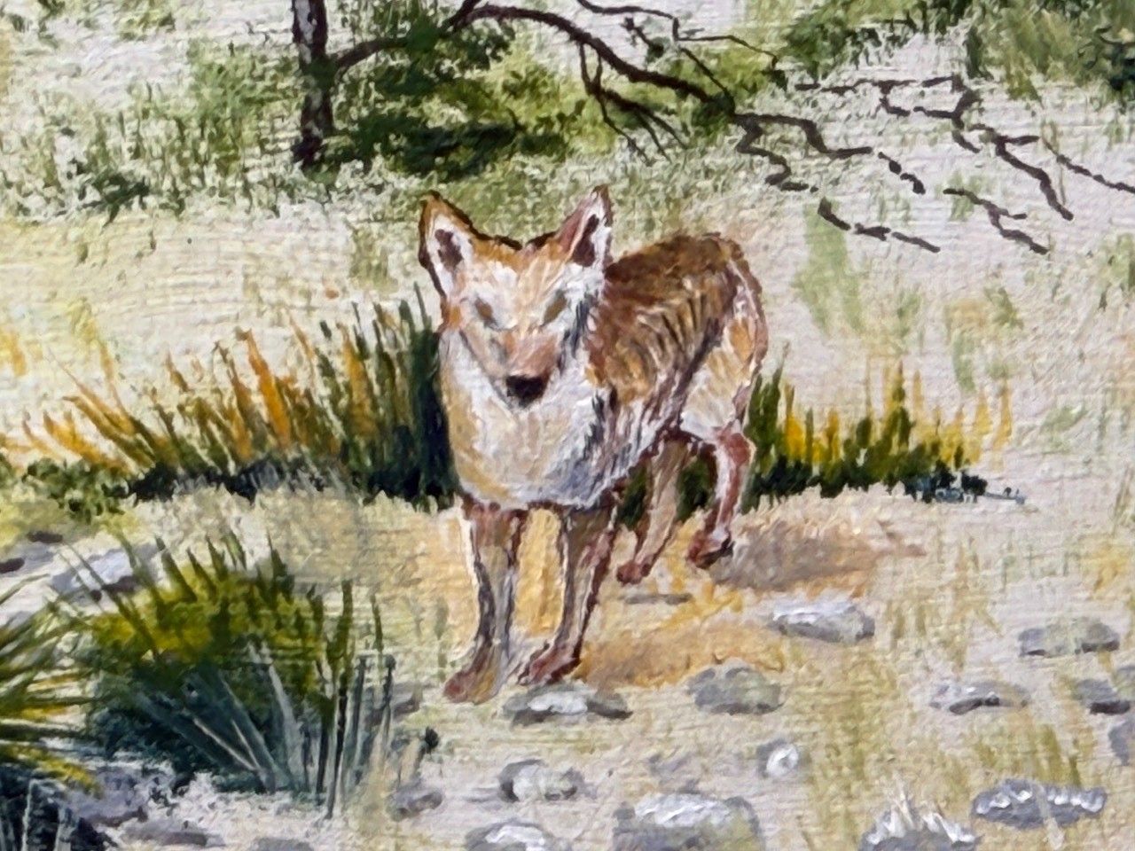 photo vintage Olieverfschilderij Zuidwest-USA, Chisum Trail, New Mexico, initialen gesigneerd door Dennis Herbert Trewartha