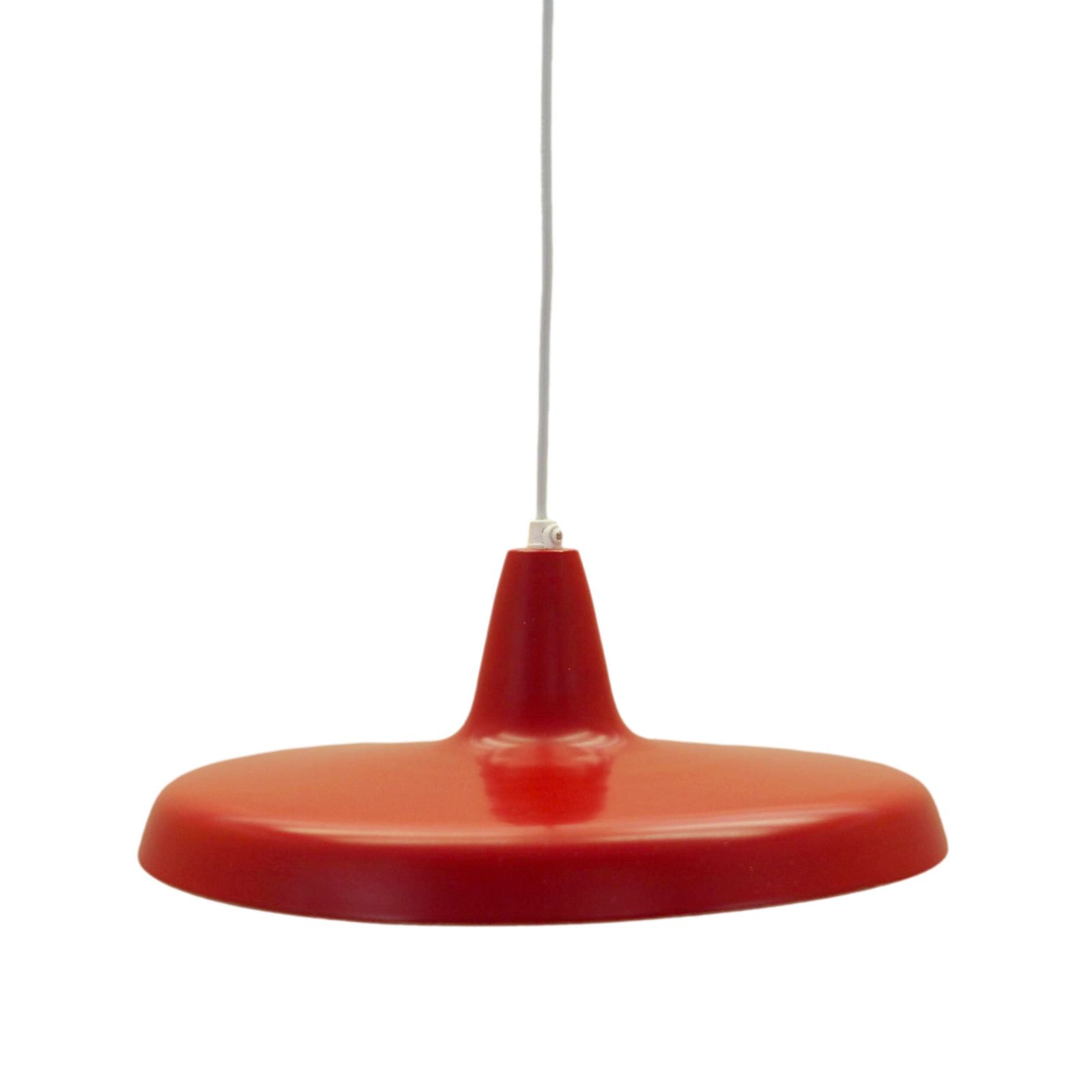 Lampe à suspension industrielle danoise en métal rouge, design scandinave moderne, années 1960