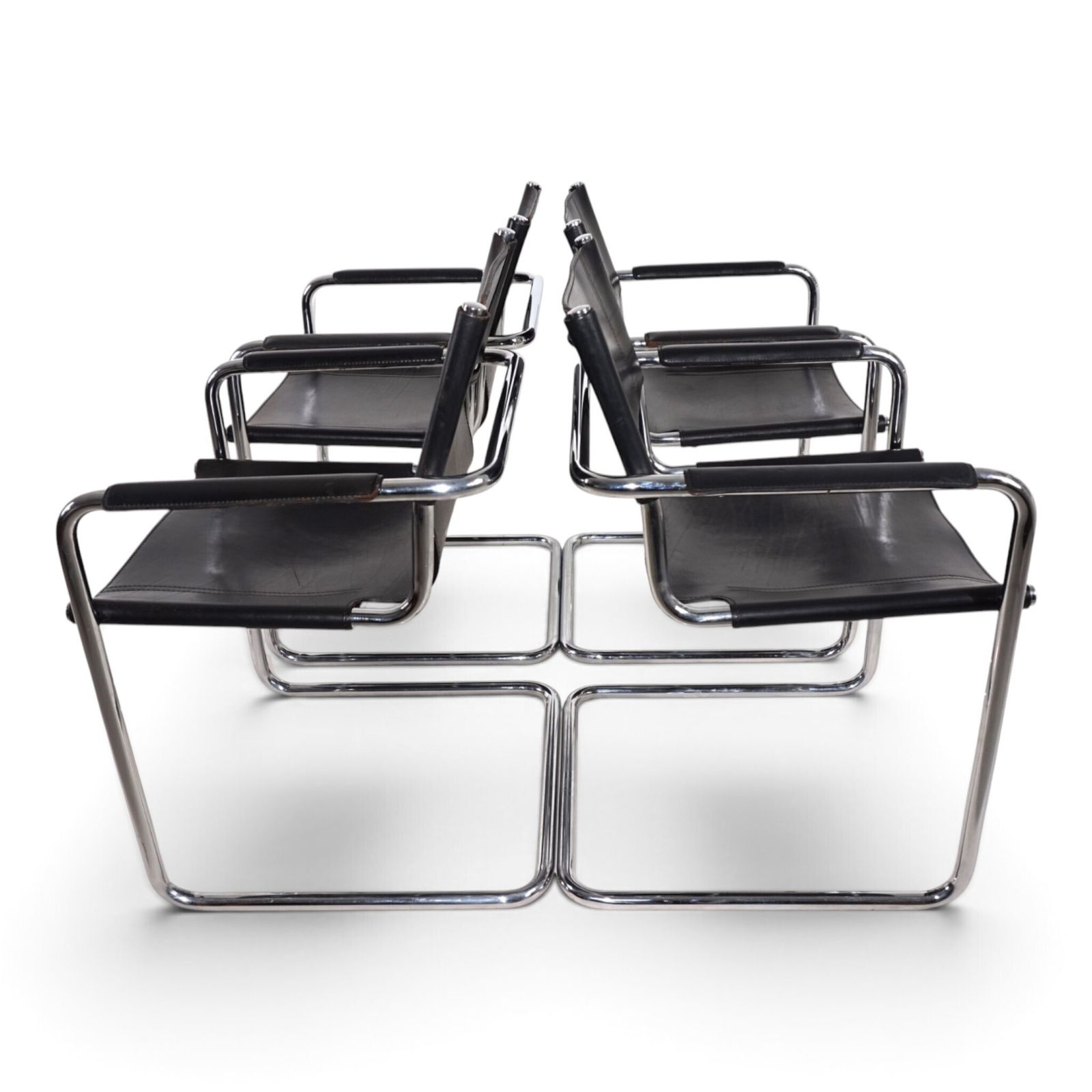 Matteo Grassi Visitor Chair, set van 4, leer/chroom cantilever stoelen, 1970 photo furniture