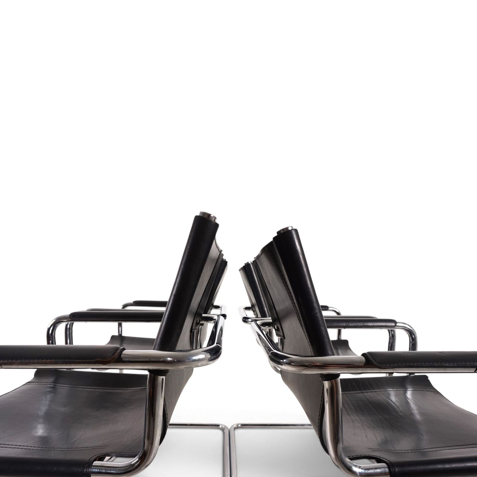 photo buy Matteo Grassi Visitor Chair, set van 4, leer/chroom cantilever stoelen, 1970