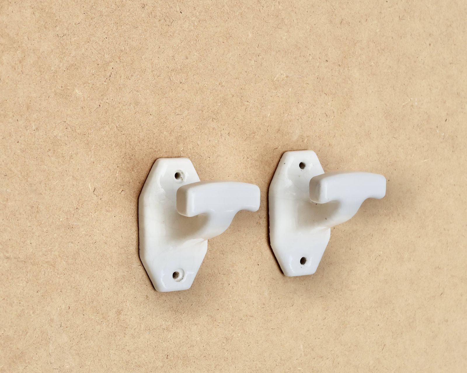 White Porcelain Coat Hooks, 1950s photo for sale