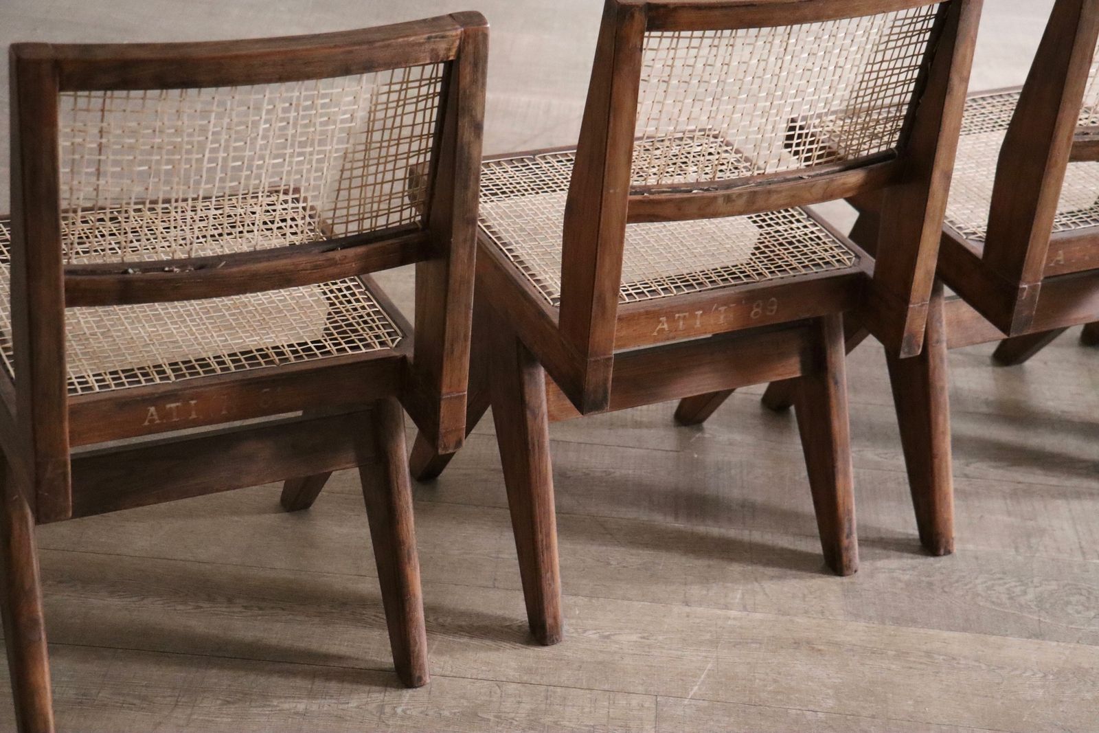 Set Of 8 Pierre Jeanneret Pj Si 25 A Armless Chairs, Chandigarh, 1958 1959 photo for sale
