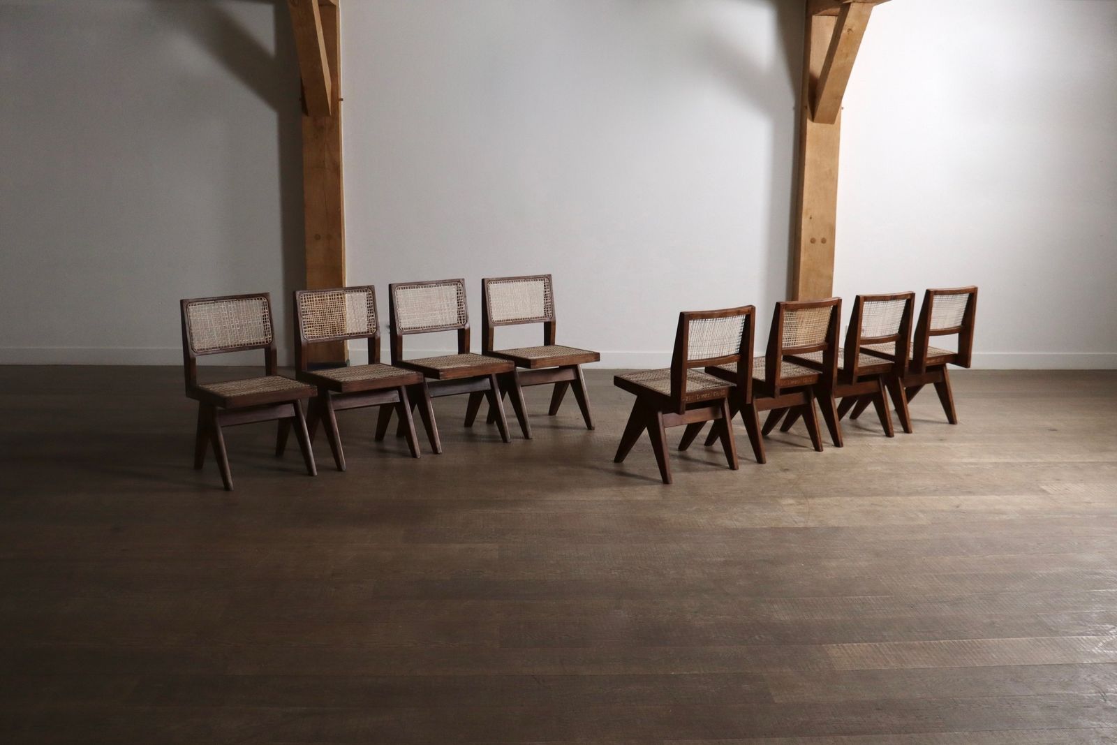 Set Of 8 Pierre Jeanneret Pj Si 25 A Armless Chairs, Chandigarh, 1958 1959 photo Furniture