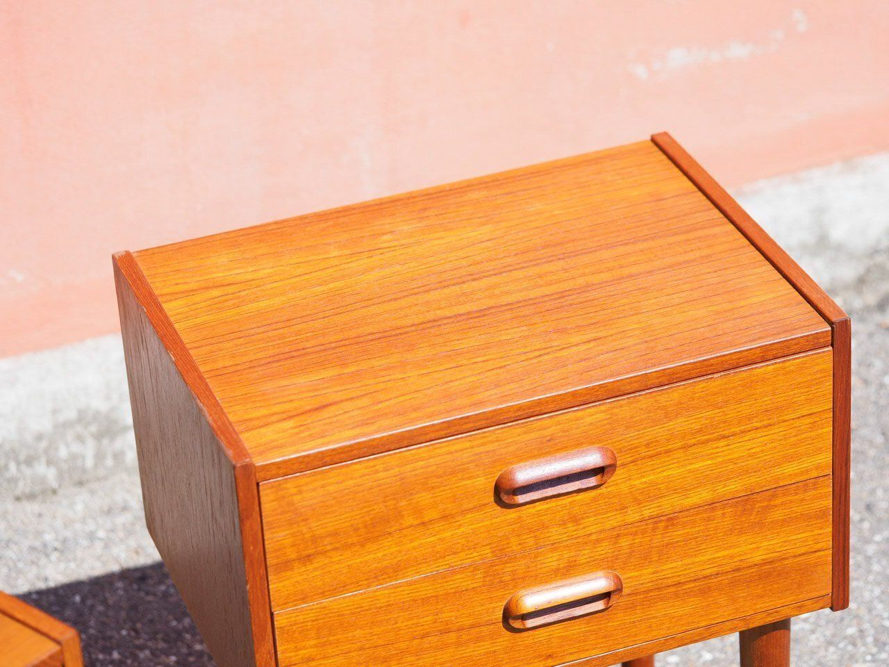 Vintage Teak Veneer Bedside Tables, Denmark, 1960, Set Of 2 photo Furniture