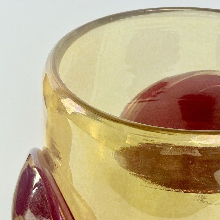 Paire de vases en verre de Murano transparent doré, applications rouges, fin du XXe siècle photo 3100.0