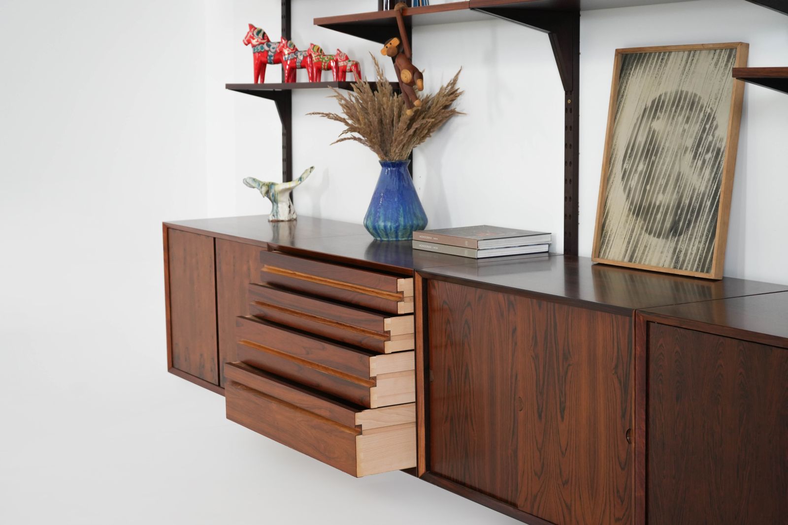 Furniture Modular Shelving In Veneer By Poul Cadovius, Denmark, 1970s photo