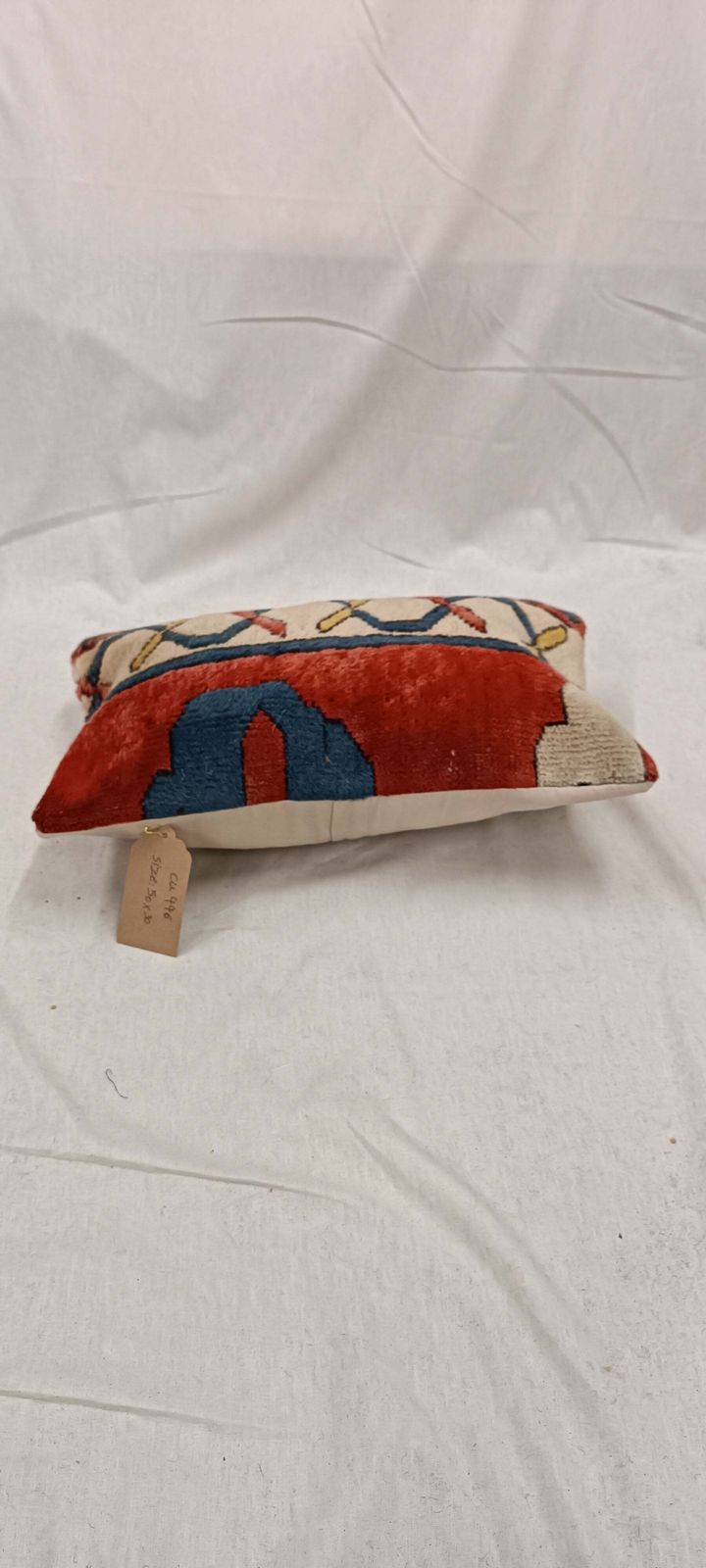 Vintage Pile Rug Cushioncover, Turkish Hand Knotted Geometric Design, 30 X 50 Cm photo Textiles
