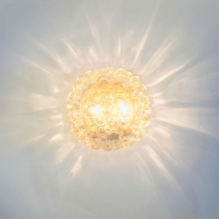 Grote Mid-Century Modern Amber Bubbelglas Plafondlamp van Helena Tynell voor Limburg, Duitsland, jaren 1960 photo vinterior