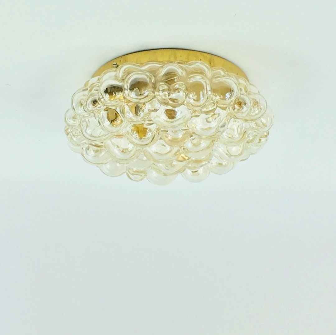 Grote Mid-Century Modern Amber Bubbelglas Plafondlamp van Helena Tynell voor Limburg, Duitsland, jaren 1960 photo for sale