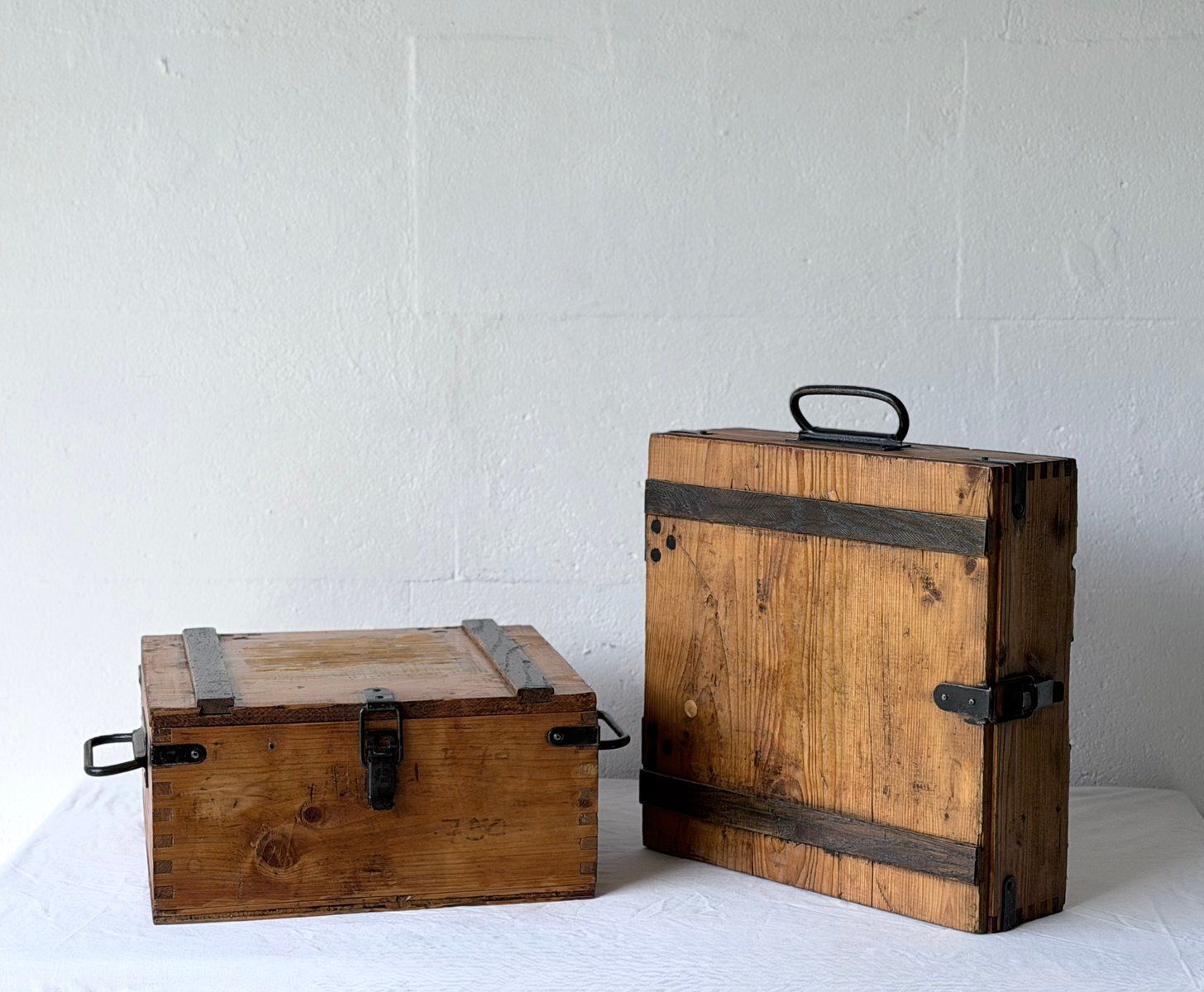 photo buy Vintage Wooden Storage Boxes, 1920s, Set Of 2