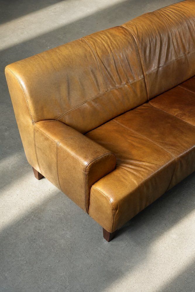 Mid-Century Modern Industrial bruinleren 3-zitsbank, jaren 1960 photo vinterior