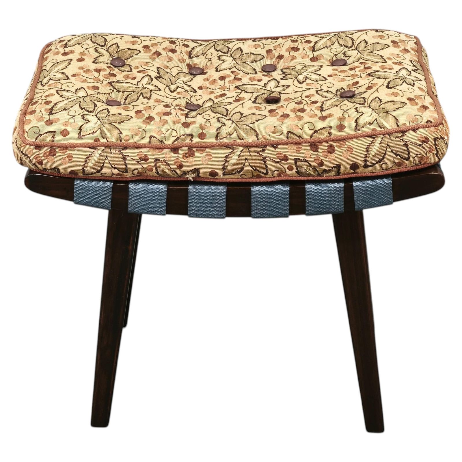 Ton Mid Century Beuken Kruk Met Origineel Kussen, Tsjecho-Slowakije, Ca. 1956