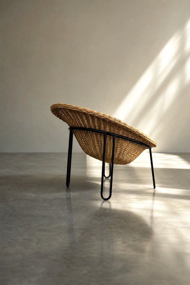 photo buy Vintage Italiaanse Modern Boho Rattan Bolvormige Schaalstoelen, ca. jaren 1950