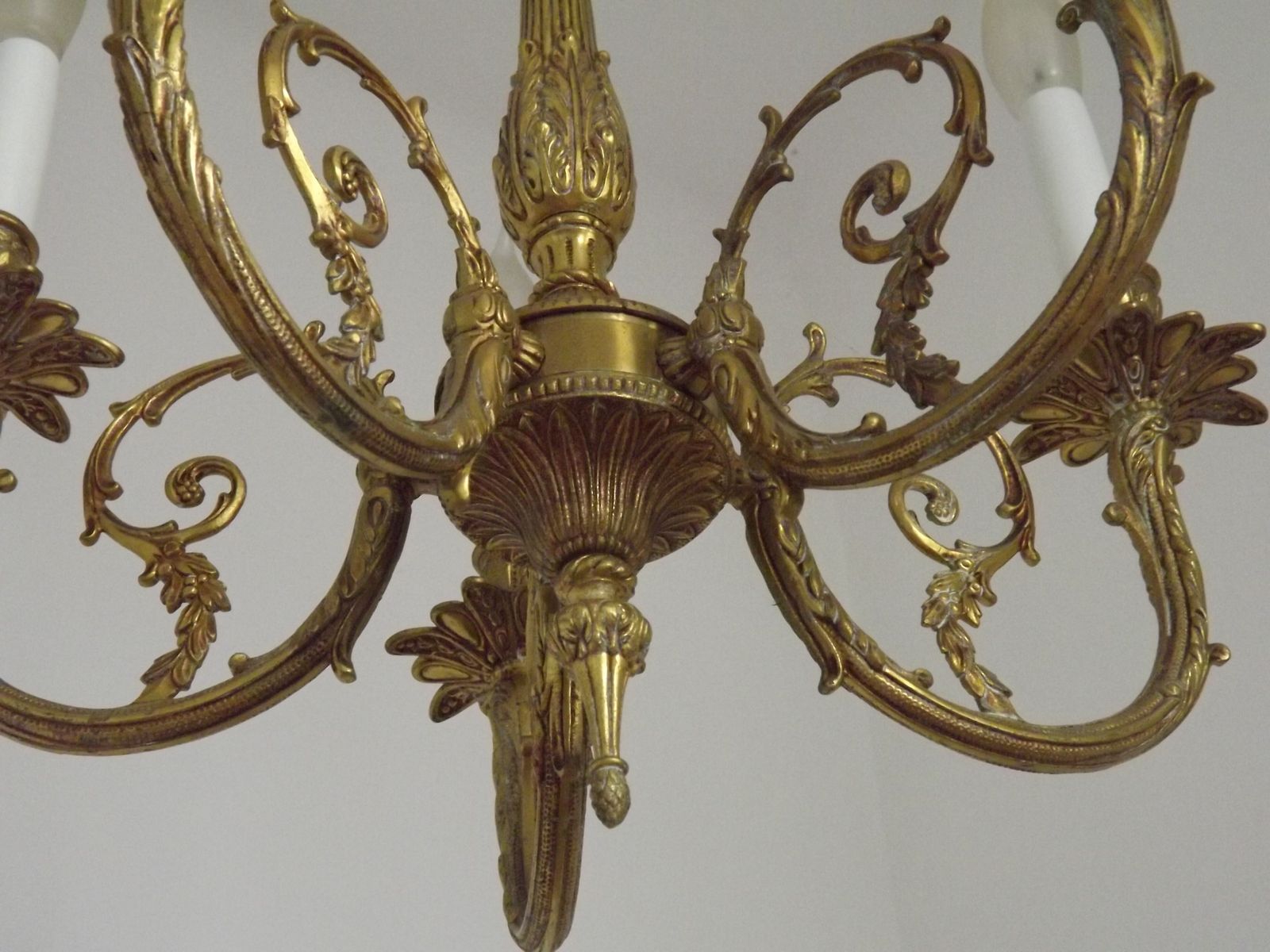 Verlichting Elegante Franse bronzen Art Nouveau kroonluchter met 5 lichtpunten photo