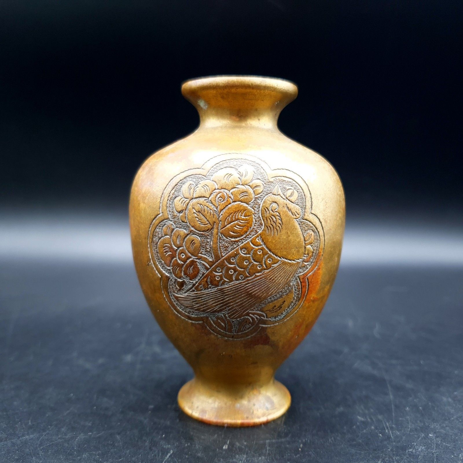 Antique Alfred Salzmann Jerusalem Palestine Brass Bird Vase C 599 C.1930 10.6cm photo 695.0