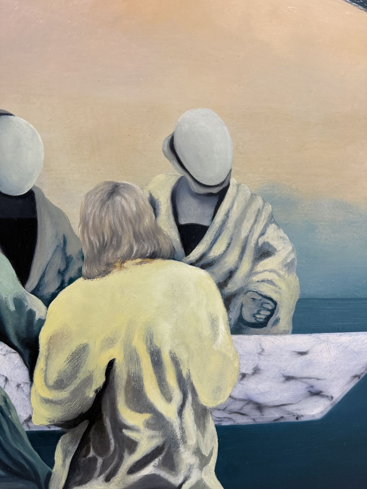 Francesc Vilaplana, peinture surréaliste espagnole à l'huile avec œuf cosmique et figures mythologiques, 1974 photo Art