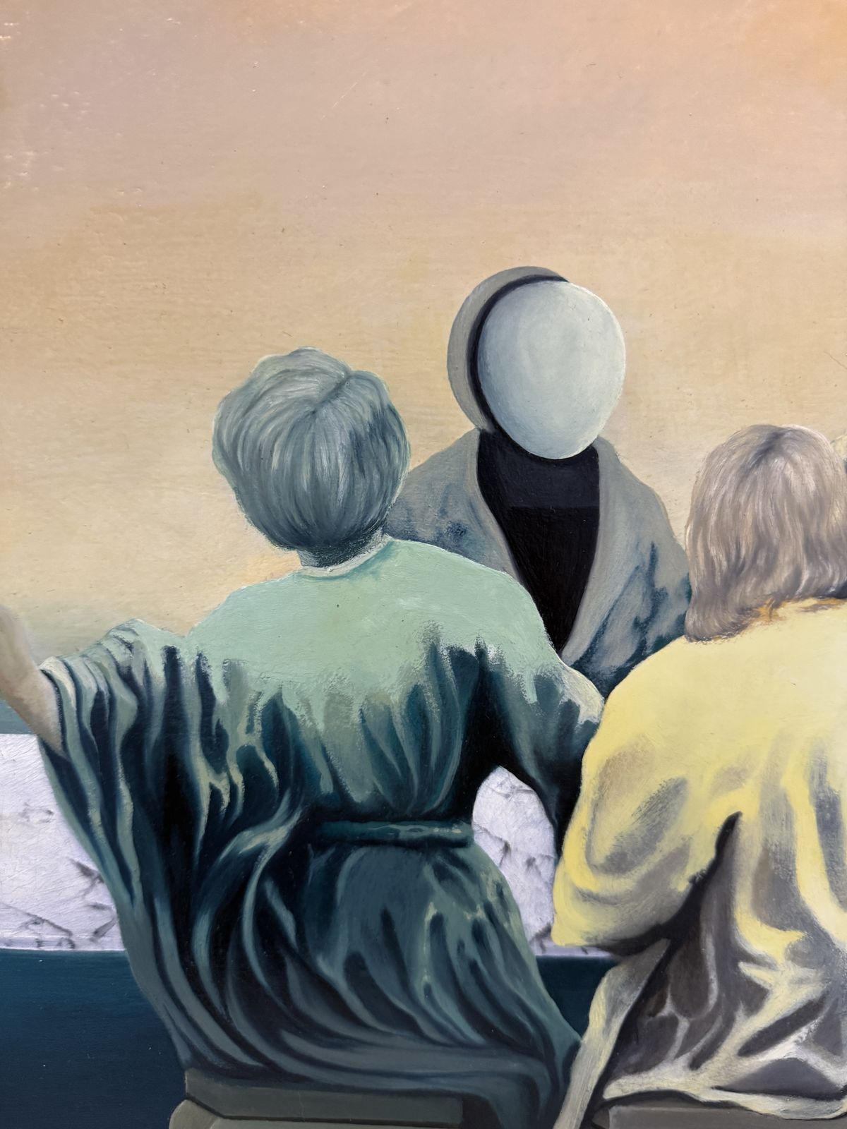 Francesc Vilaplana, peinture surréaliste espagnole à l'huile avec œuf cosmique et figures mythologiques, 1974 photo 1200.0