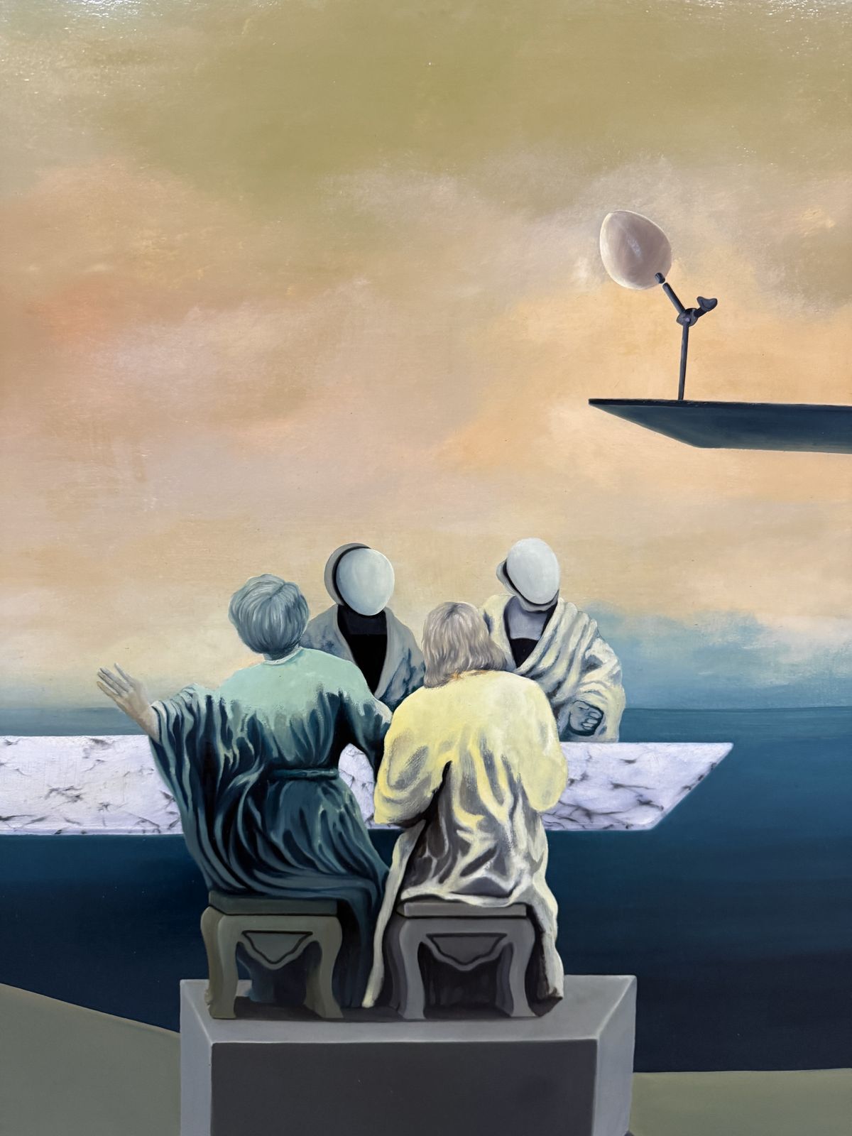 Francesc Vilaplana, peinture surréaliste espagnole à l'huile avec œuf cosmique et figures mythologiques, 1974 photo buy