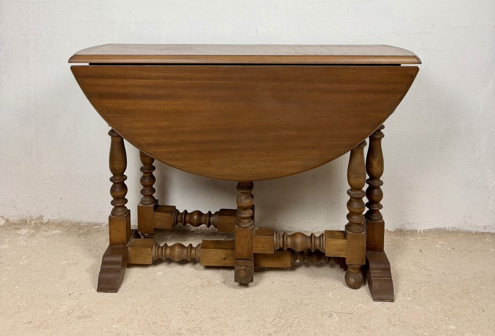Spanish Drop Leaf Dining Table With Barley Twist Legs, Mid 20th Century photo for sale