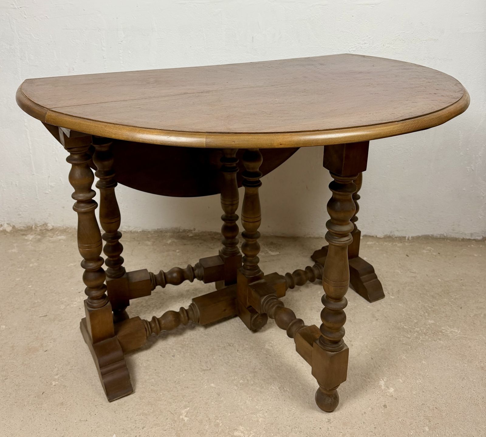 Spanish Drop Leaf Dining Table With Barley Twist Legs, Mid 20th Century photo Furniture