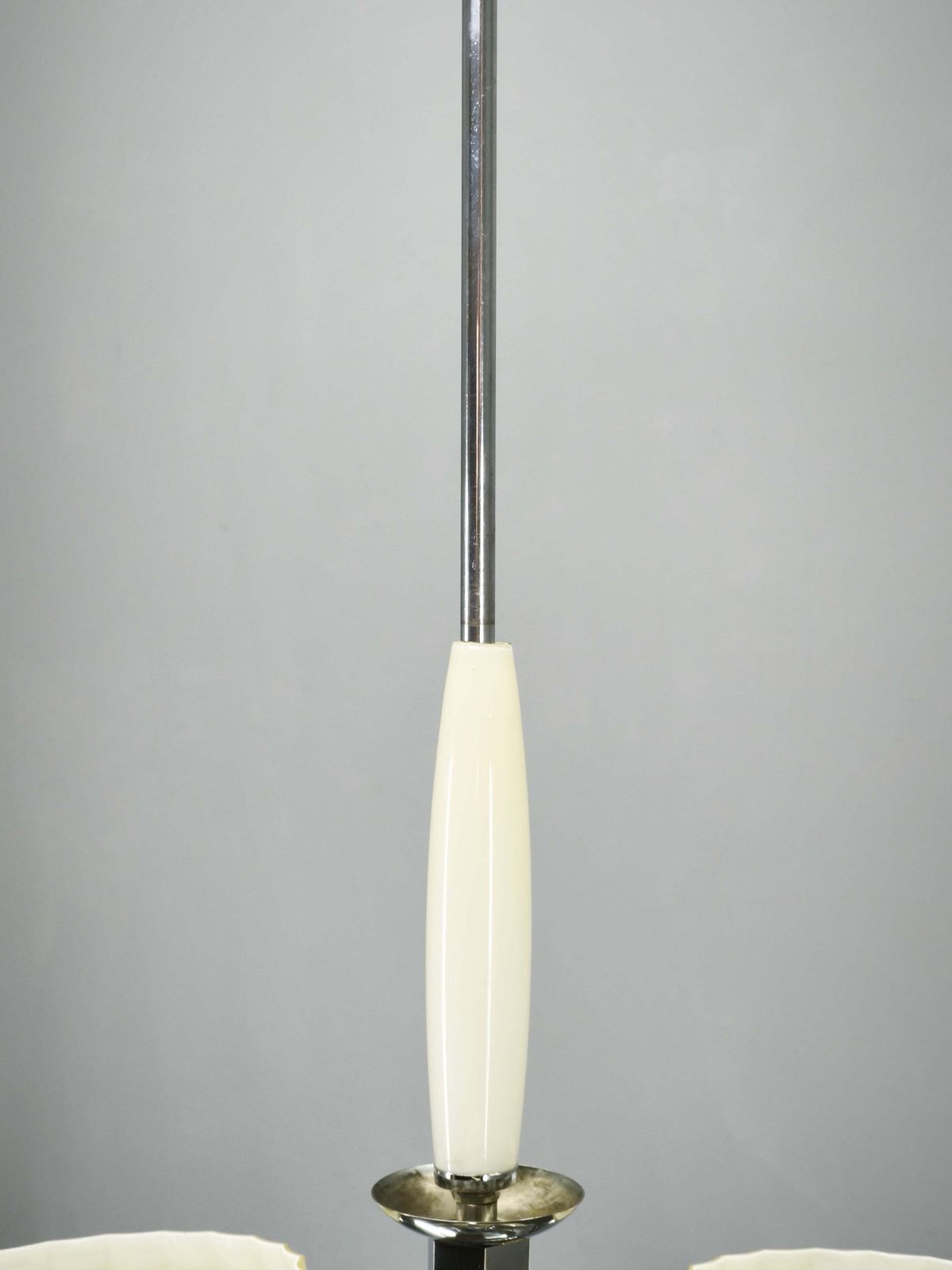 Art Deco Kroonluchter van Chroom en Champagnekleurig Glas, Tsjecho-Slowakije, jaren 1930 photo vinterior