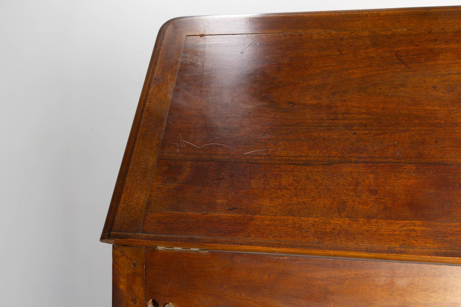 photo for sale French Louis XVI Style Walnut Brass Mesh Little Cabinet Book Case Circa 1900
