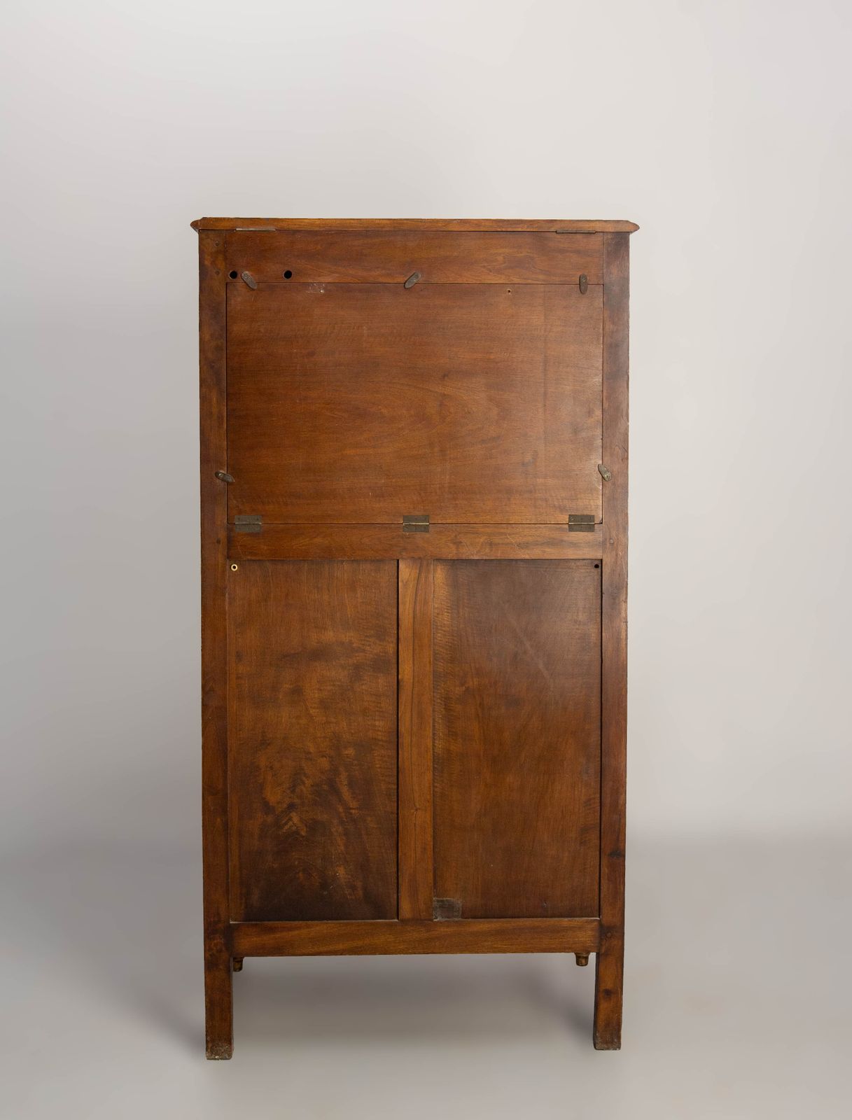 1978.0 French Louis XVI Style Walnut Brass Mesh Little Cabinet Book Case Circa 1900 photo