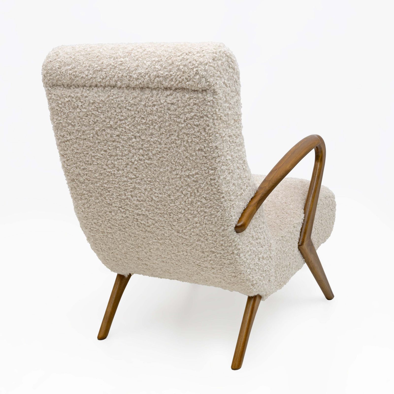 Toegeschreven aan Paolo Buffa, mid-century modern Italiaanse fauteuils in bouclé, paar photo vintage