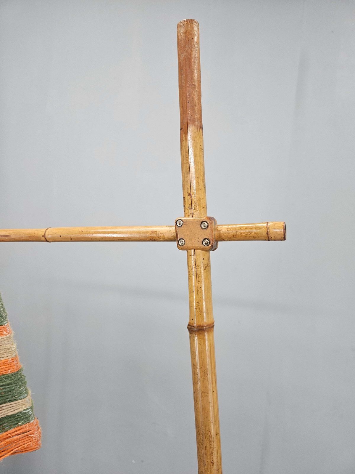 Rare Midcentury Floor Bambnoo And String Lamp, 1960s photo buy