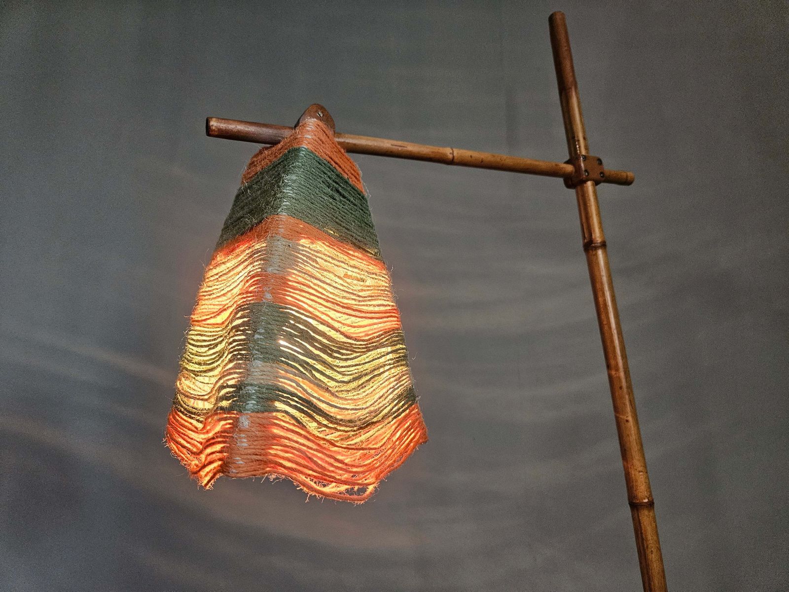 photo buy Rare Midcentury Floor Bambnoo And String Lamp, 1960s