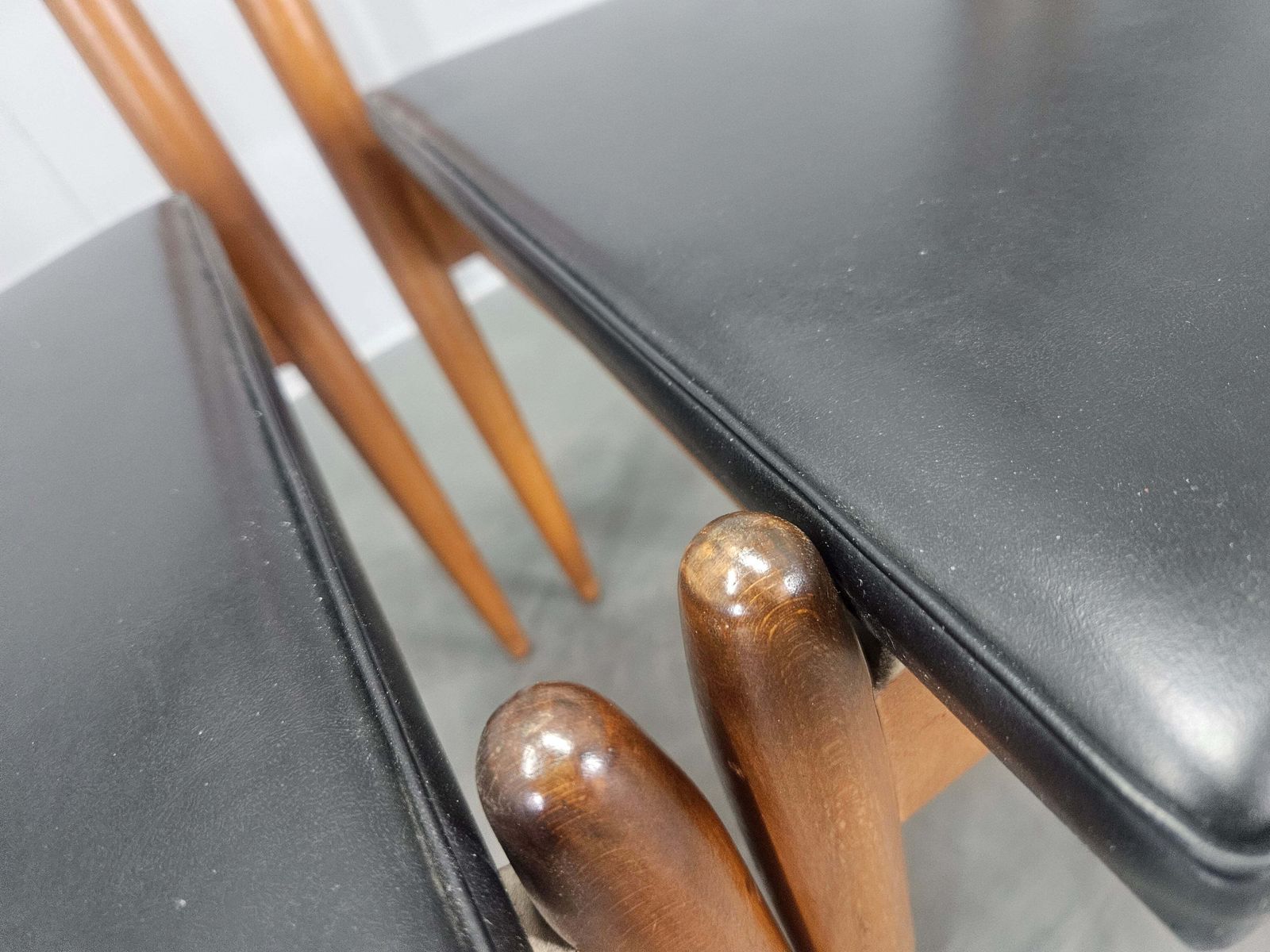 Ensemble de quatre fauteuils de salle à manger mid-century rares, Danemark, années 1970 photo vintage