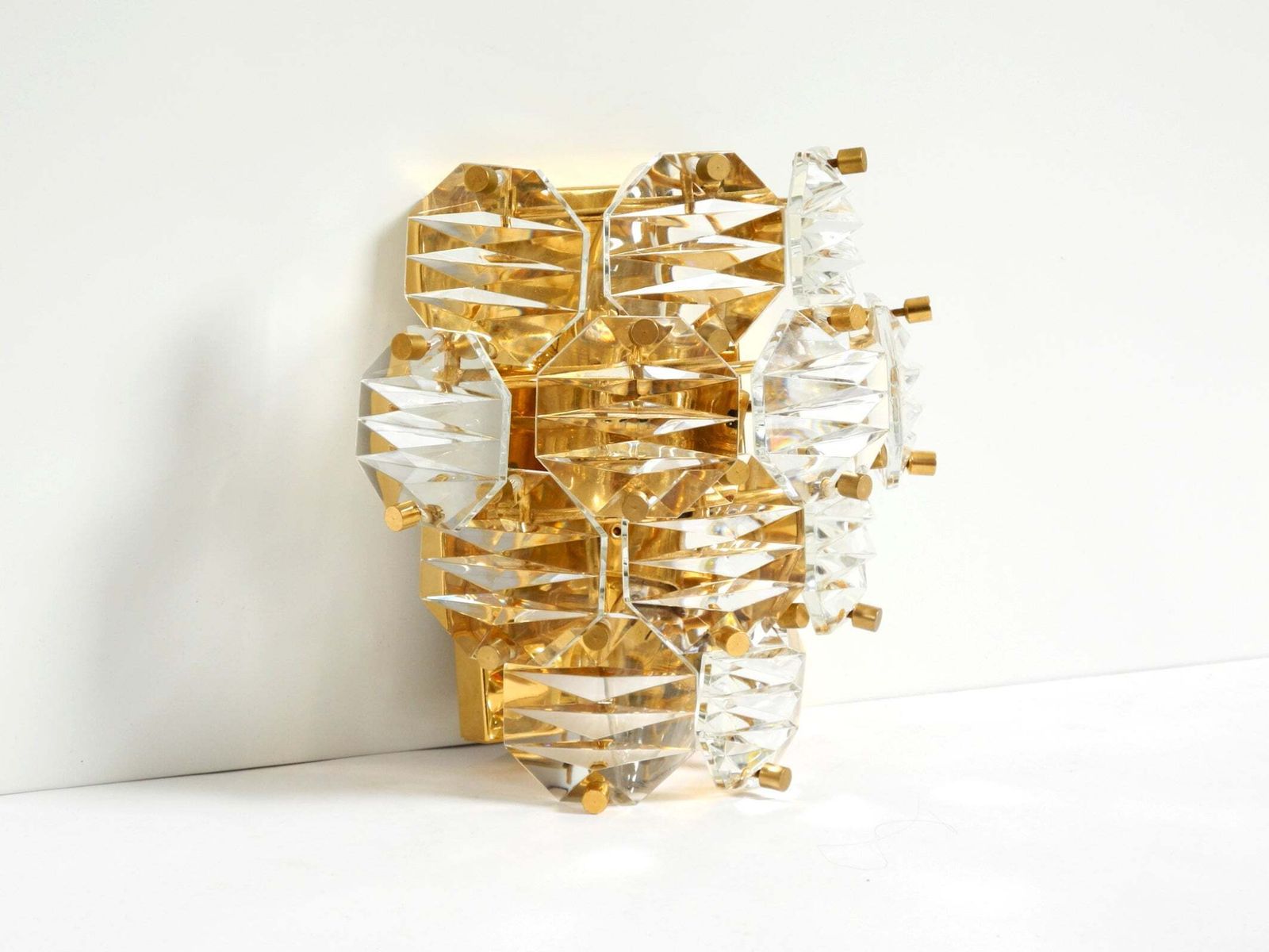 Beautiful Original 1960s Kinkeldey Crystal Glass And Brass Wall Lamp photo for sale