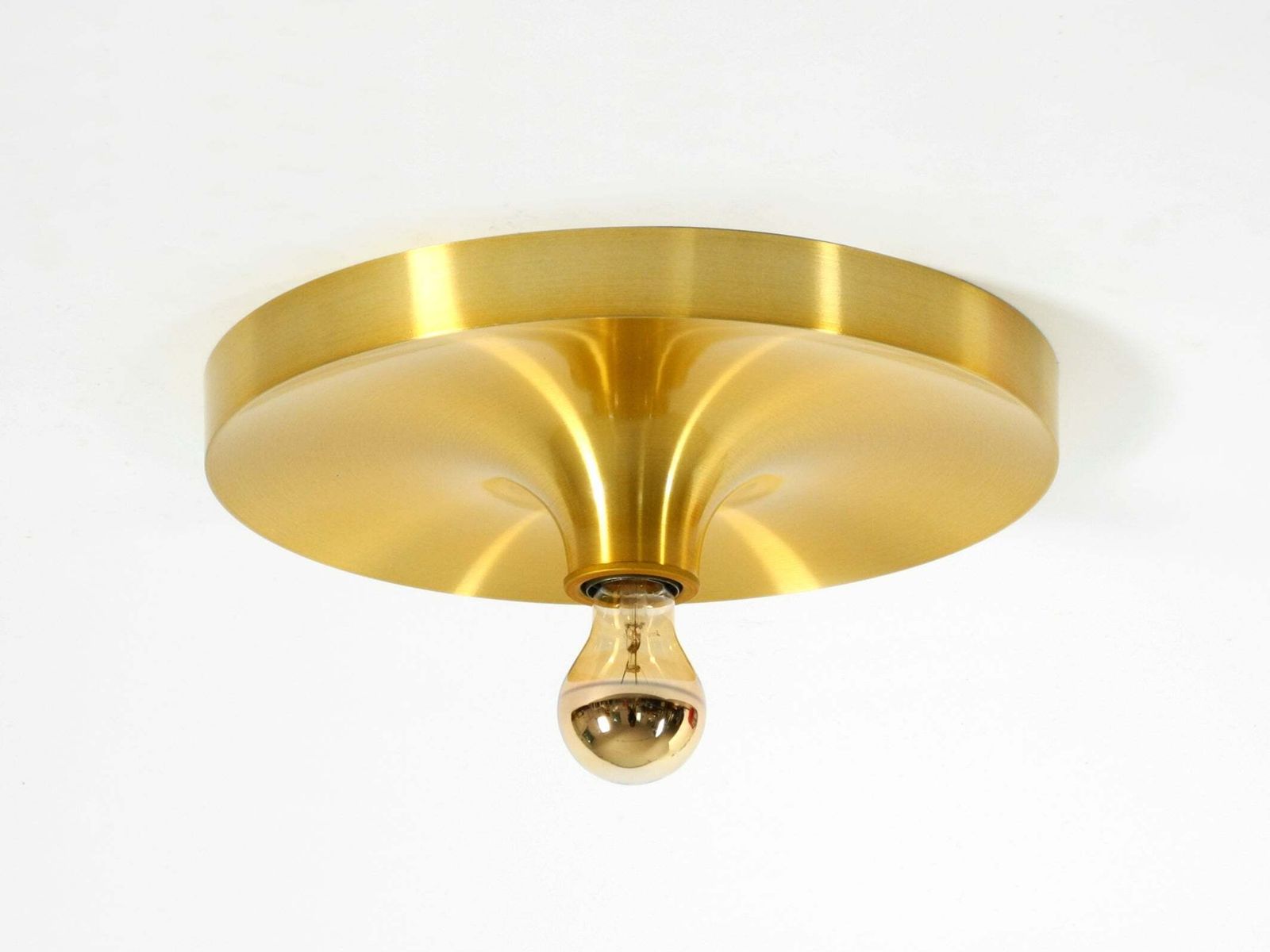 Original Teka Space Age Aluminum Ceiling Or Wall Lamp, Brass Anodized photo Lighting