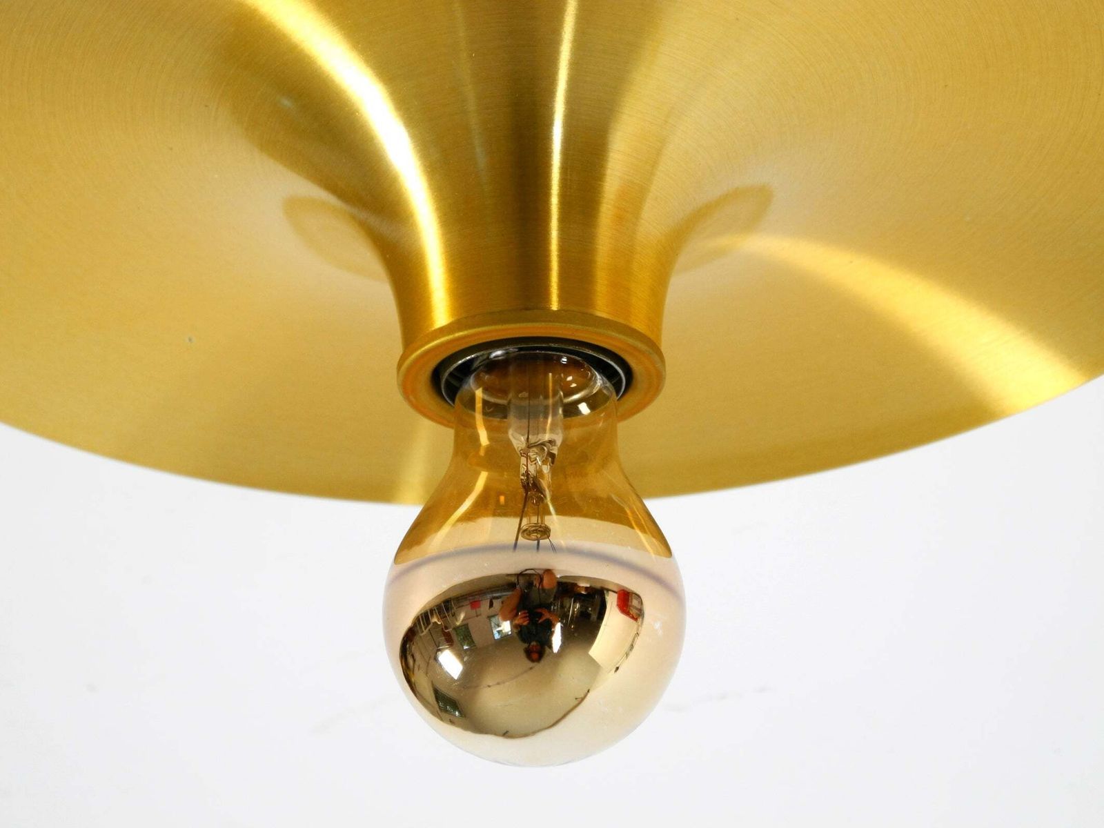 photo for sale Original Teka Space Age Aluminum Ceiling Or Wall Lamp, Brass Anodized