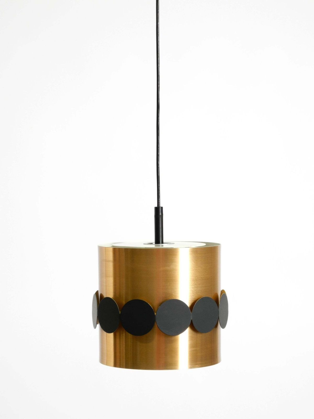 Mid-Century hanglamp ca. jaren 1960 van Doria, koperkleurig geanodiseerd aluminium photo vintage