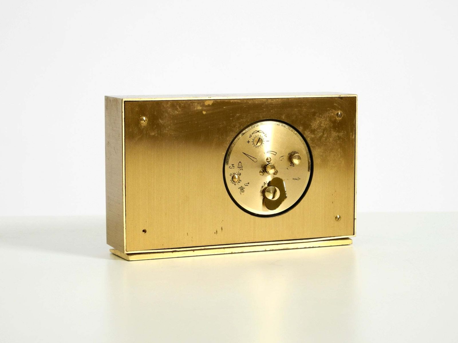 photo buy Swiss Made, Small, And Rare Original Mechanical Swiza 8 Table Clock In Brass