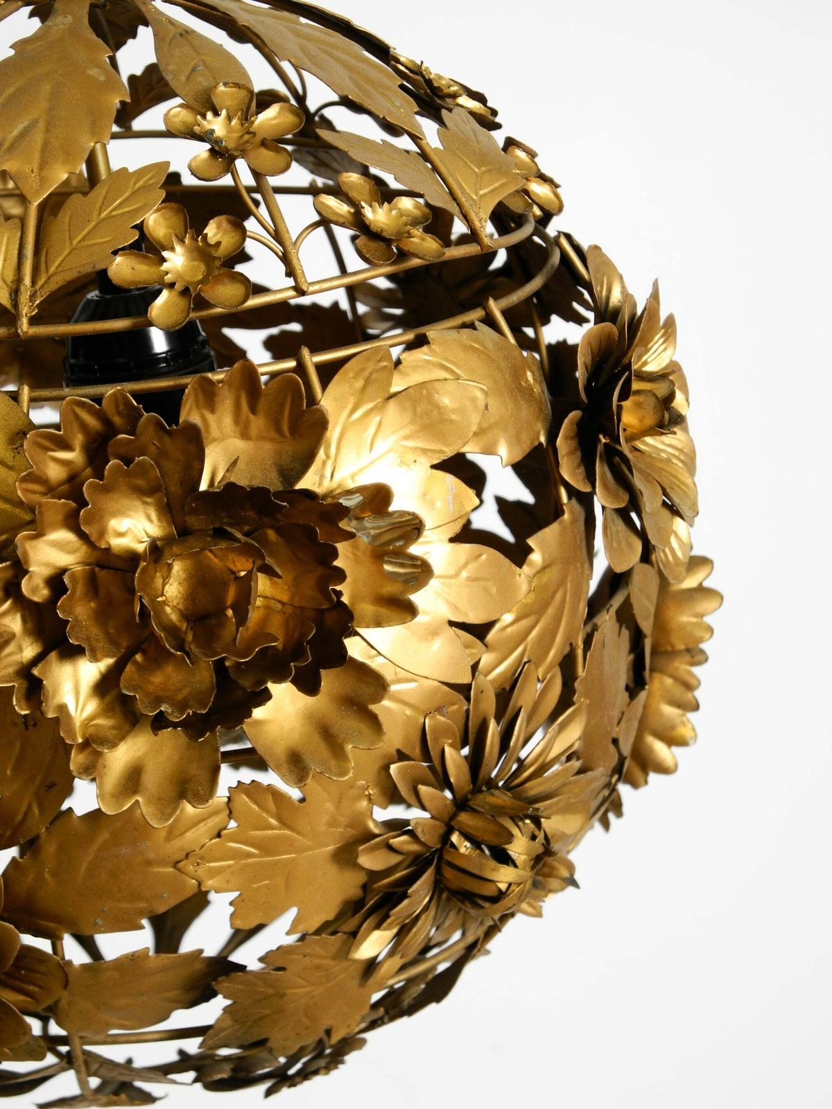 1180.0 Beautiful Floral Style Regency Spherical Metal Ceiling Lamp, 1970s Regency photo