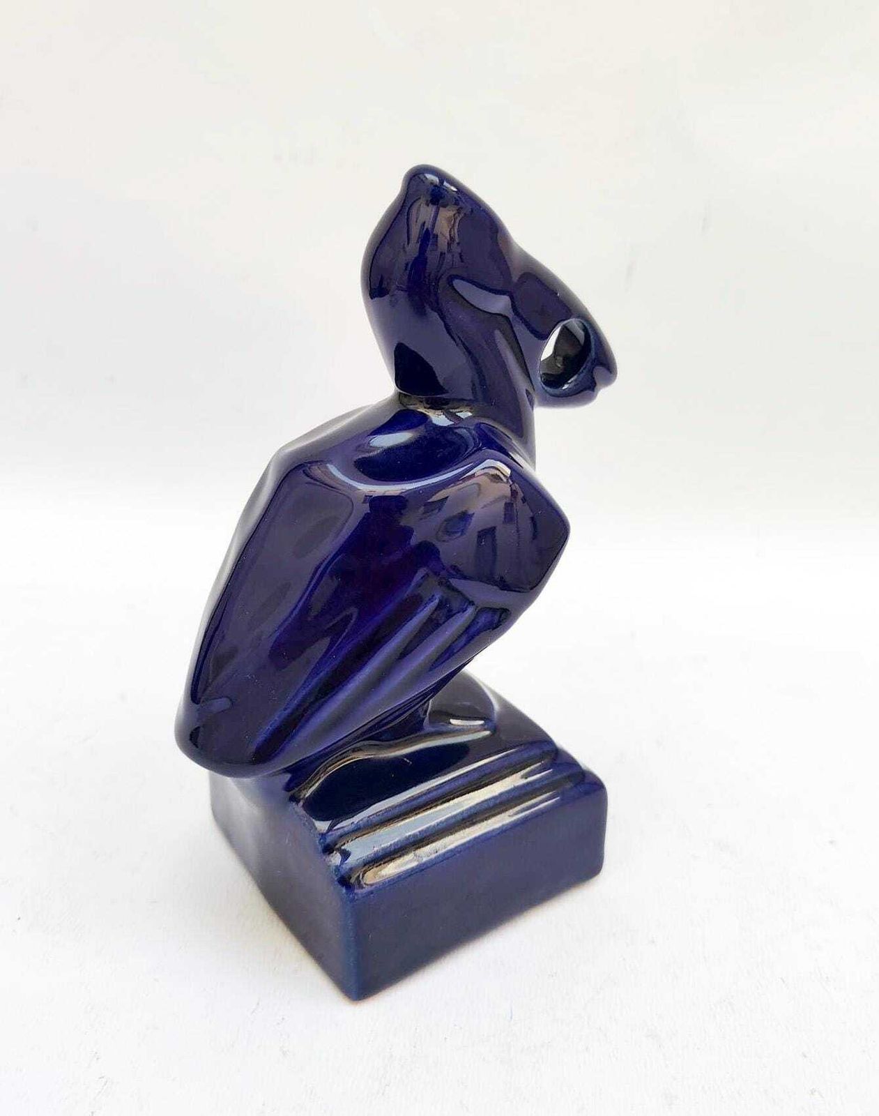 Pelikan blauwe keramische pennenhouder, vintage pennenfiguur, displaystandaard photo for sale