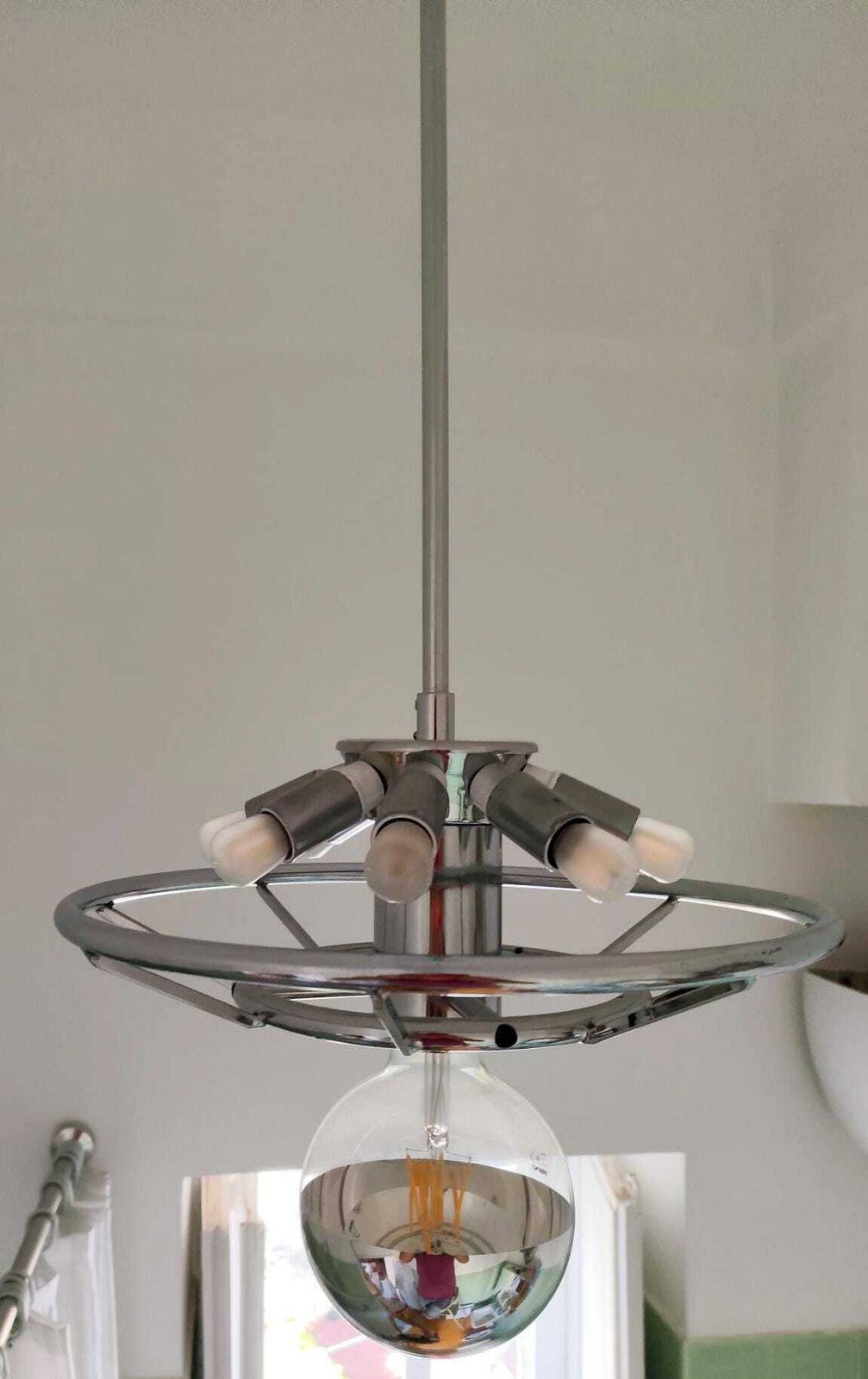 photo for sale Vintage Murano glazen kroonluchter, ontworpen door Nason Mazzega, 8 bloemblaadjes, 9 lichten, lamp jaren 1970