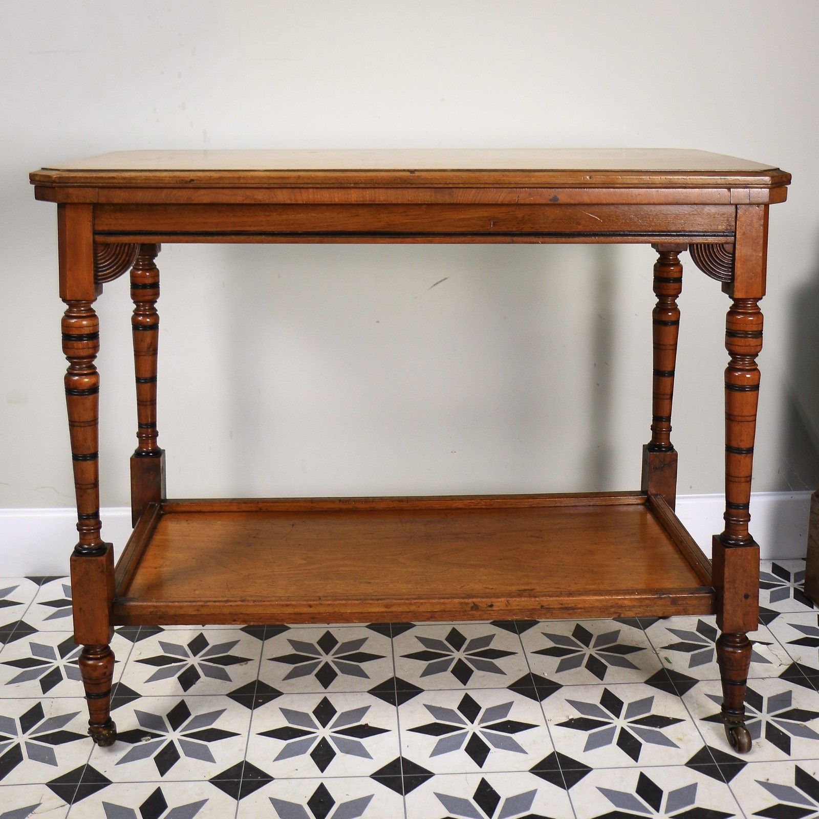 Edwardian Mahogany Card Game Table Baize Top On Porcelain Castors photo vintage