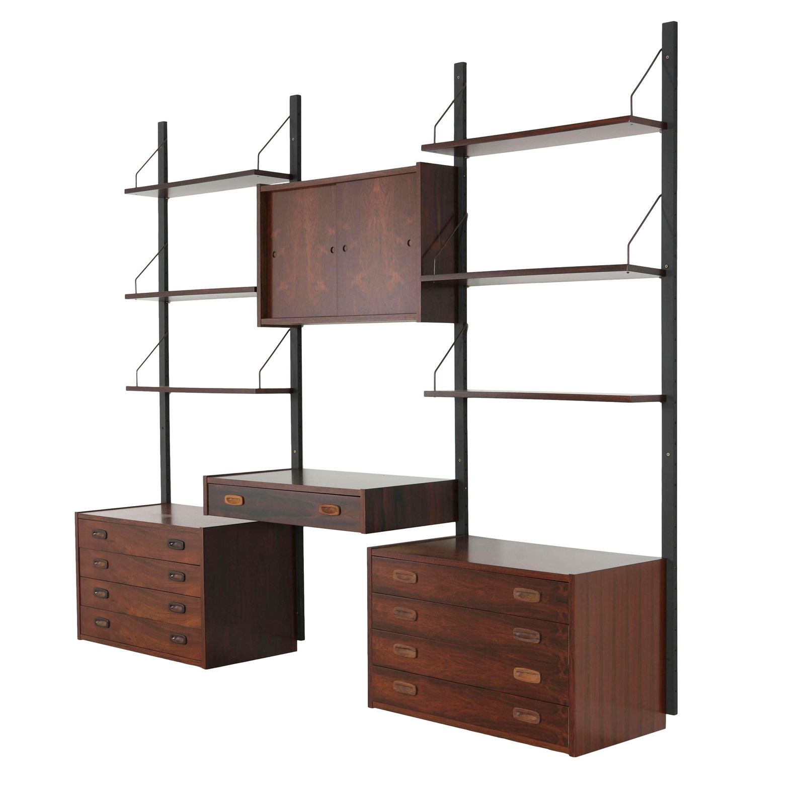Bibliothèque modulaire PS System par Preben Sørensen, placage, Danemark, années 1960