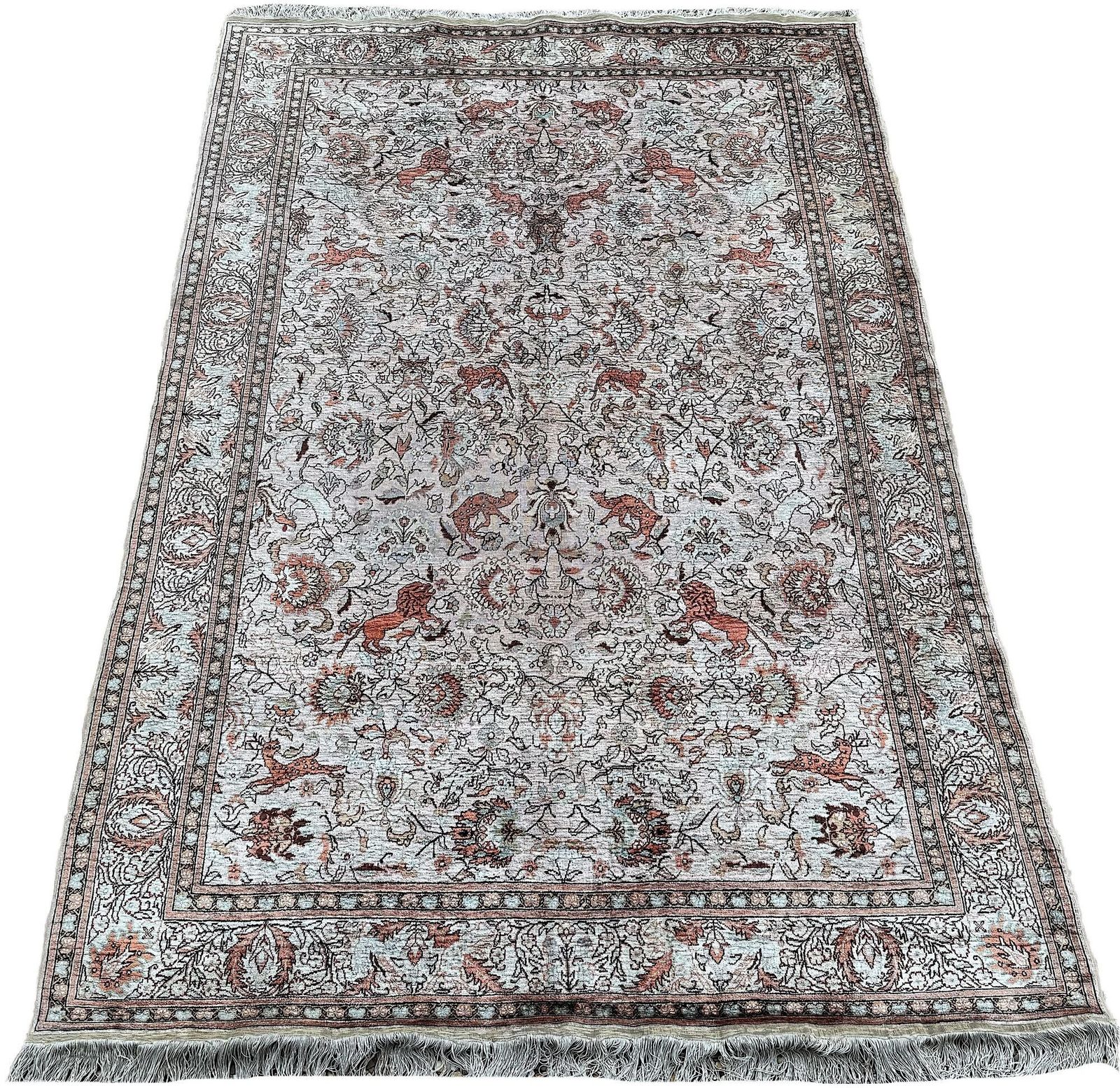 Vintage Turkish Silk Kayseri Rug 2.14m X 1.39m photo furniture