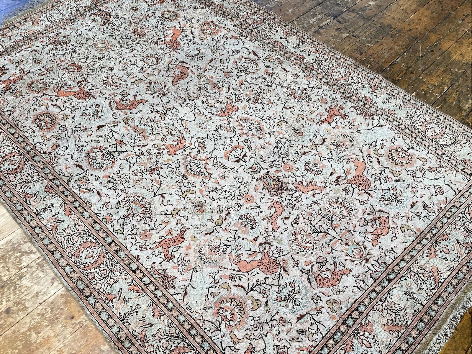 Vintage Turkish Silk Kayseri Rug 2.14m X 1.39m photo vinterior
