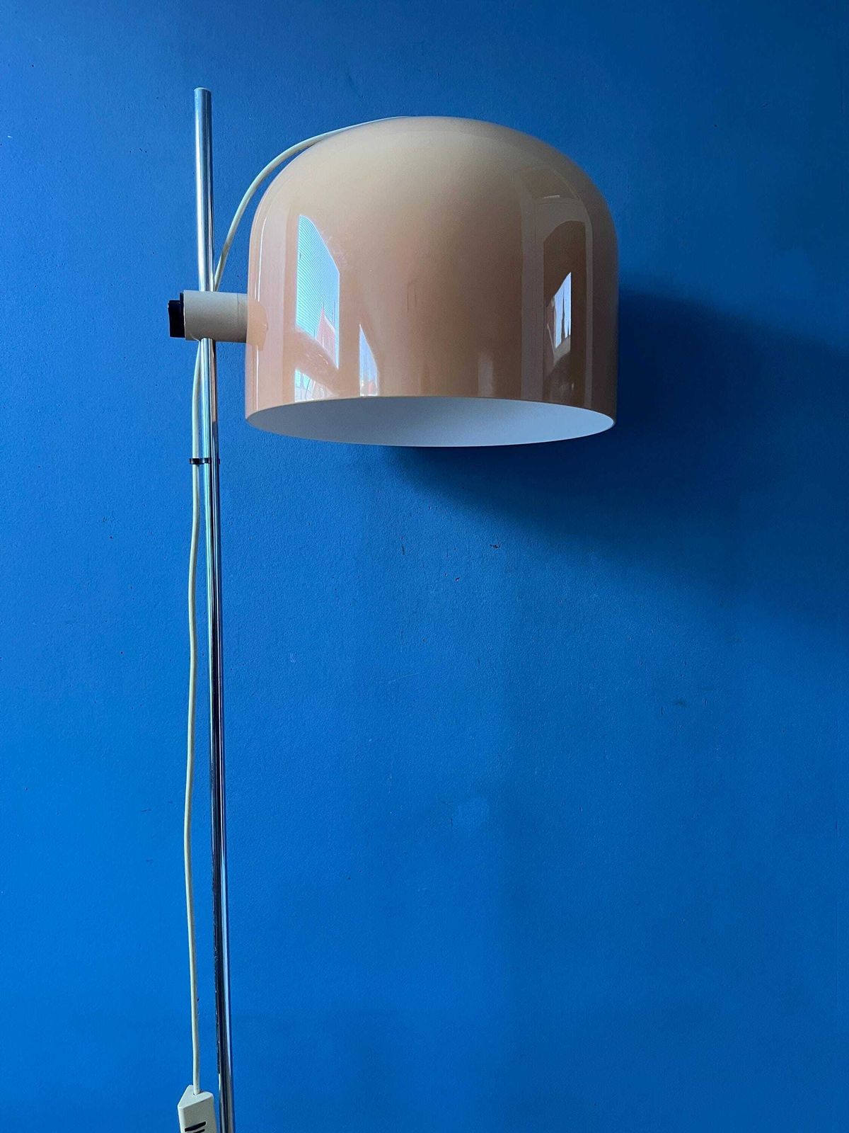 Guzzini Forma Space Age Floor Lamp Chrome Base Orange Shade photo vintage